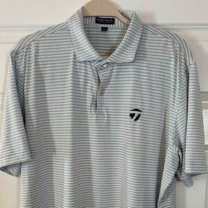 Peter Millar x TaylorMade Gray Striped Polo Shirt